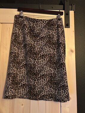 Leopard Print Midi Skirt - Tan and Black